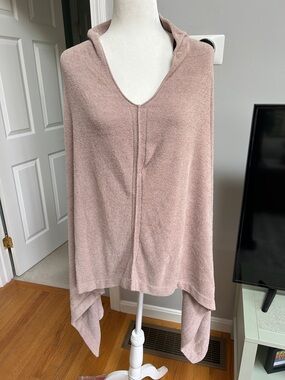 Barefoot Dreams Mauve Hooded V-Neck Poncho